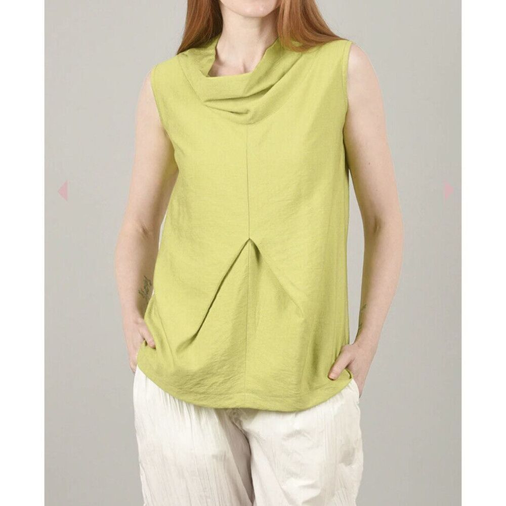Niche Kyla Top Sleeveless‎ Draped Neckline Pleats XL Lagenlook Line Green NWT